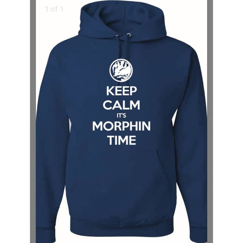 "Keep Calm" Triceratops Power Rangers Power Coin Unisex Pullover Hoodie Royal Blue/White