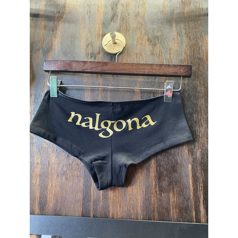 SUCIOWEAR OFFICIAL “Nalgona” Bella Canvas Shorties Gold/Black