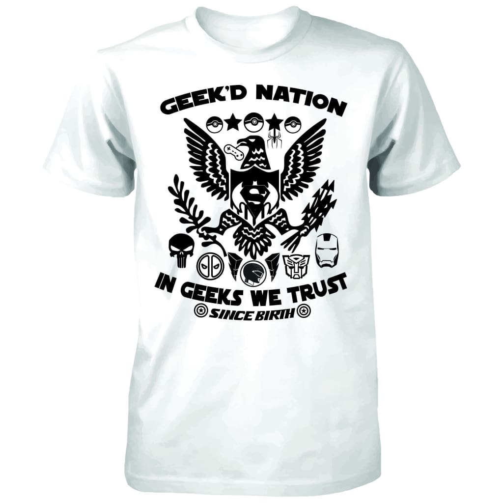 Geekd Nation In Geeks We Trust Next Level Unisex Tee White/black - T-Shirt