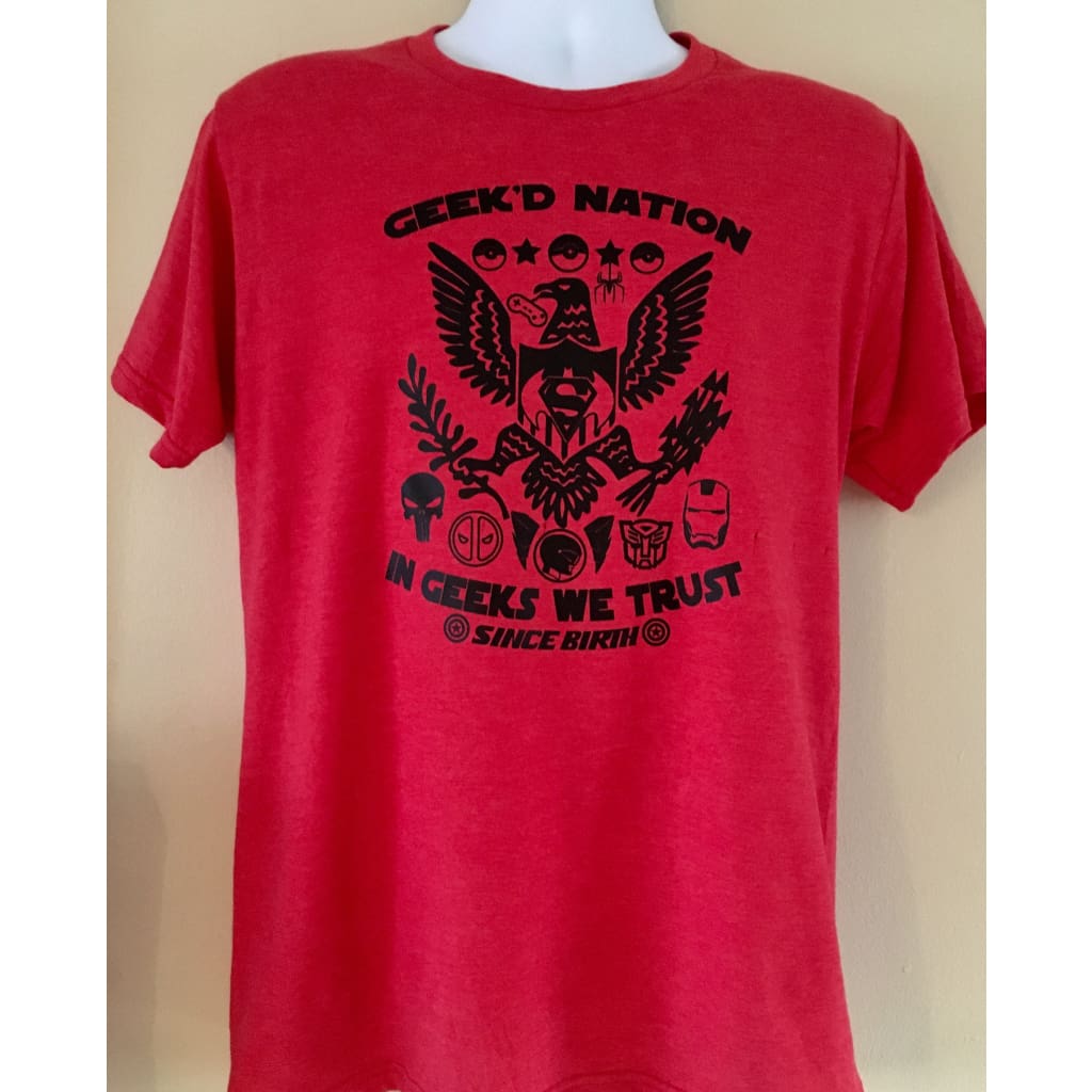 GEEKD NATION In Geeks We Trust Red/Black Quality Unisex Tee - T-shirt