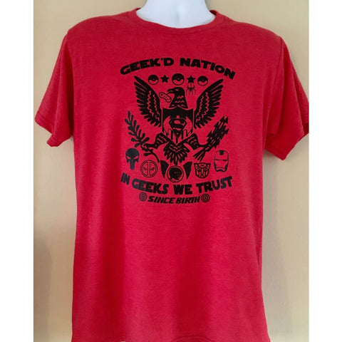 GEEKD NATION  “In Geeks We Trust” Red/Black Quality Unisex Tee