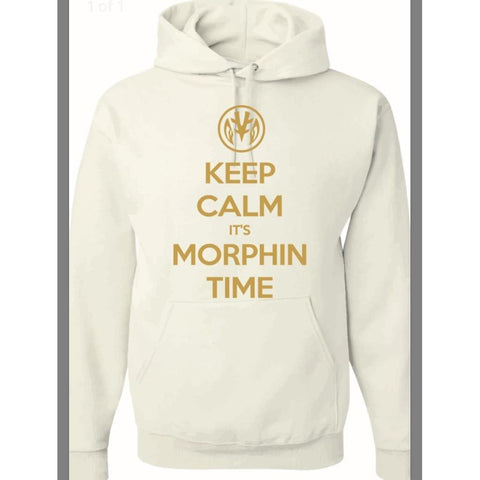 "Keep Calm" Tigerzord Power Rangers Power Coin Unisex Pullover Hoodie White/Gold