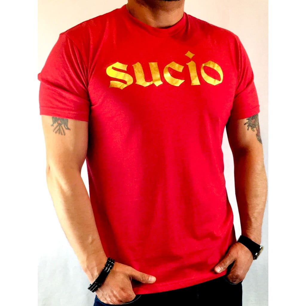 Suciowear Official Sucio Gold Foiled Next Level Unisex Tee Red/gold Foil - T-Shirt