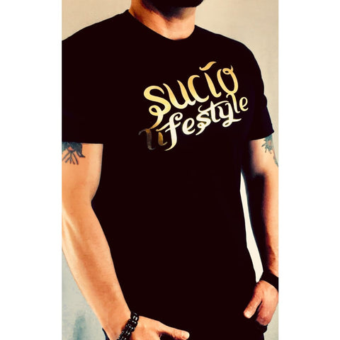 SUCIOWEAR OFFICIAL “SUCIO LIFESTYLE” Gold Foiled Next Level Unisex Tee Black/Gold Foil