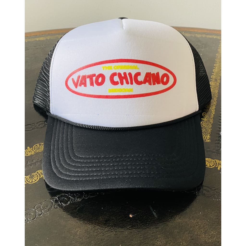 SUCIOWEAR OFFICIAL “VATO CHICANO” Foam Trucker Hat Black/White/Black - hats